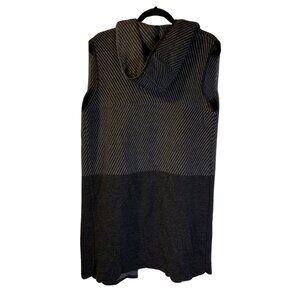 Lineamaglia Women's Long Hooded Sweater Vest Size M Neutral Gray Office Casual